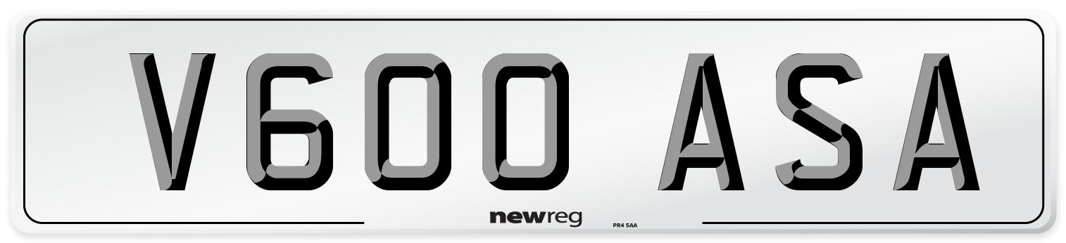 V600 ASA Number Plate from New Reg
